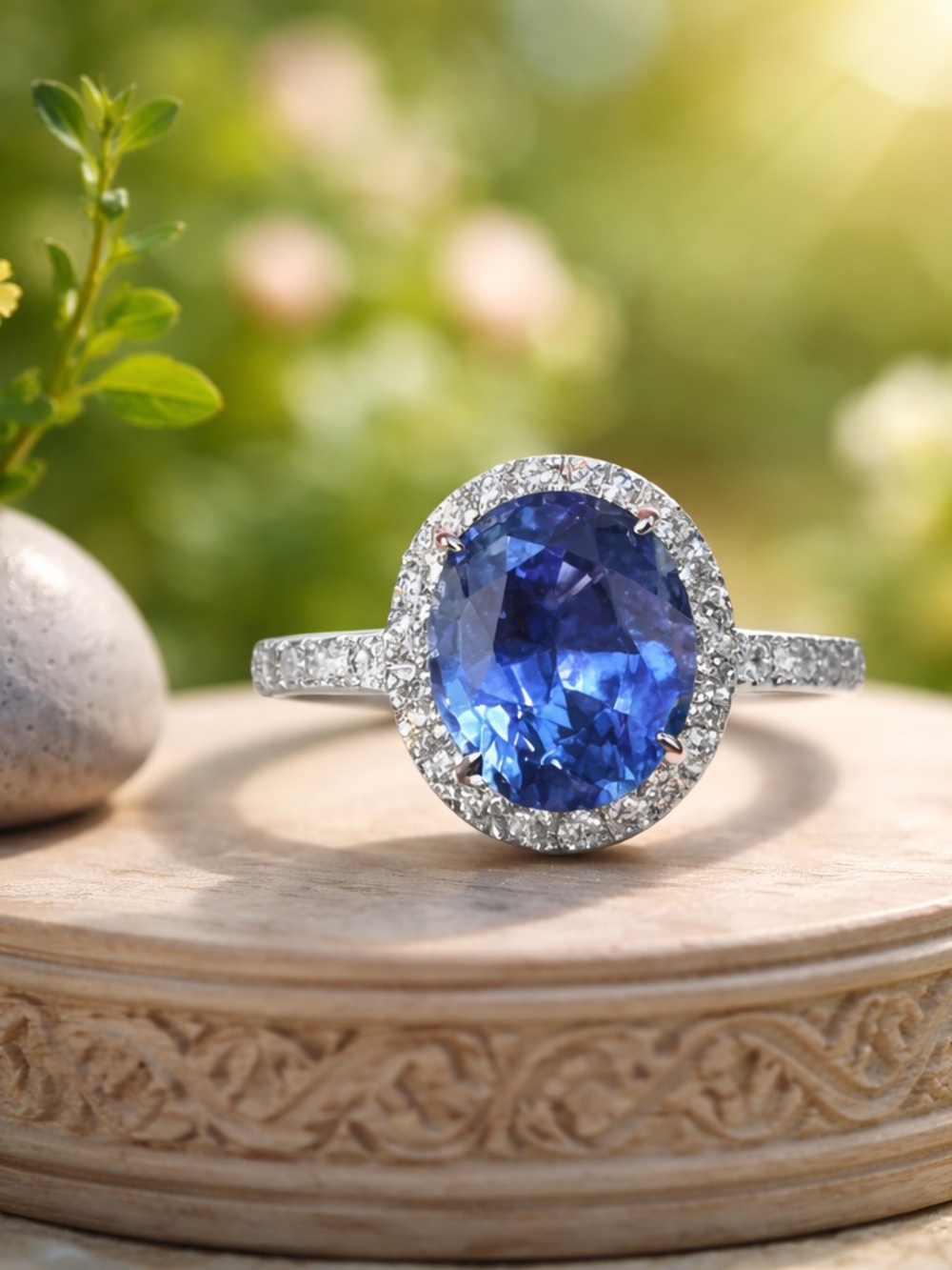 Ethical Sapphire | Moissanite Ring Solid 14k White Gold - Size 6 1/2 - sizable